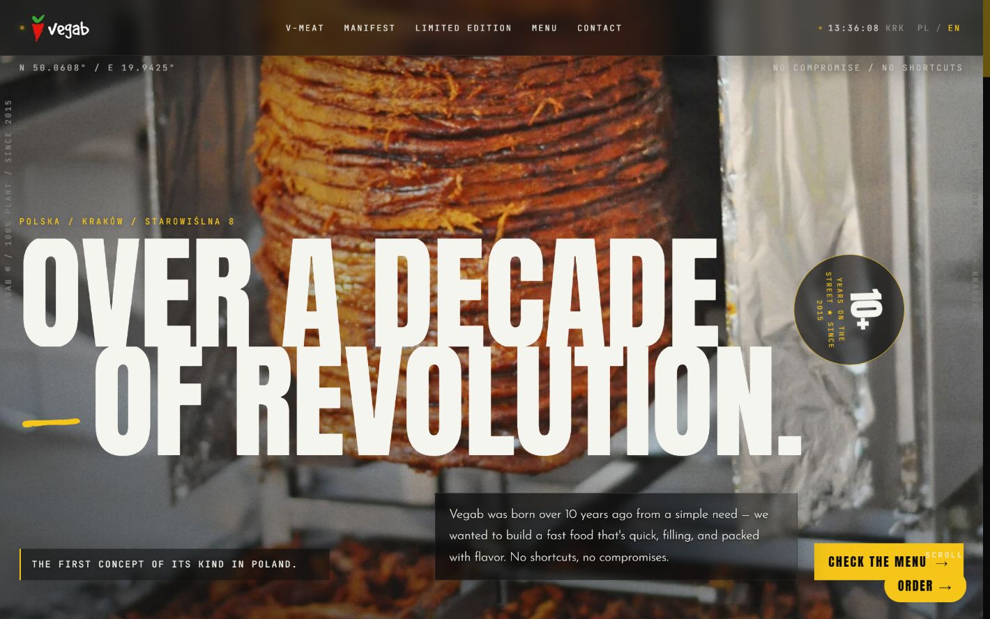 Vegab plant-based restaurant website preview