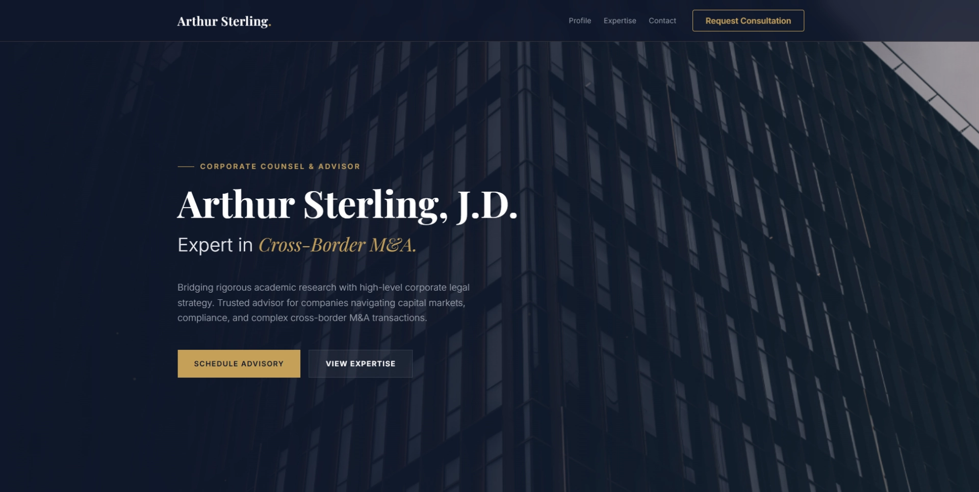 Arthur Sterling, J.D. website preview